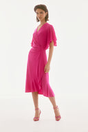 Joseph Ribkoff Silky Knit And Chiffon Flowy Wrap Dress Style 251706