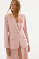 Joseph Ribkoff Quartz Woven Crepe Blazer With Sequin Flower Style 251735