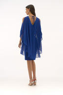 Joseph Ribkoff Royal Sapphire Chiffon and Silky Knit Layered Dress Style 251746