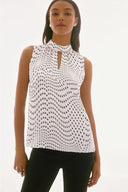 JOSEPH RIBKOFF VANILLA/MULTI DOT PRINT SLEEVELESS TOP STYLE 251749