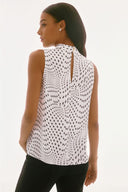 JOSEPH RIBKOFF VANILLA/MULTI DOT PRINT SLEEVELESS TOP STYLE 251749