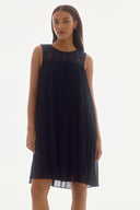 Joseph Ribkoff Midnight Blue Chiffon & Lace Sleeveless Pleated Dress Style 251767