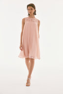 Joseph Ribkoff Chiffon and Lace Sleeveless Pleated Dress Style 251767