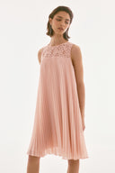 Joseph Ribkoff Chiffon and Lace Sleeveless Pleated Dress Style 251767