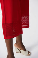 Joseph Ribkoff Sweater Knit Radiant Red Culotte Pant with Pointelle Detail Style 251915