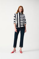 JOSEPH RIBKOFF MIDNIGHT BLUE/VANILLA STRIPE SWEATER KNIT PULLOVER STYLE 251933