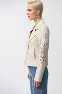 Joseph Ribkoff Coastal Faux-Suede Moto Jacket Style 251936