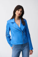 Joseph Ribkoff Coastal Faux-Suede Moto Jacket Style 251936