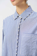 Joseph Ribkoff Midnight Blue/White Striped Stretch Cotton Shirt Style 251942