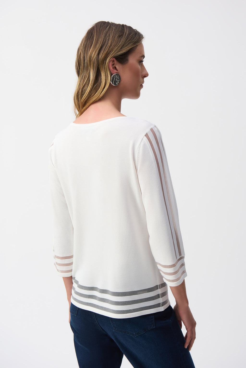 Joseph Ribkoff Pullover with Mesh Stripe Detail Style 251946