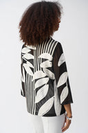 Joseph Ribkoff Black/Vanilla Stripe & Leaf Embroidery Jacket Style 251963