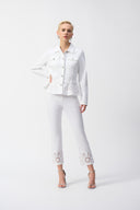 Joseph Ribkoff White Stretch Denim Peplum Jacket Style 251964