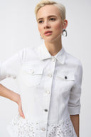 Joseph Ribkoff White Stretch Denim Peplum Jacket Style 251964