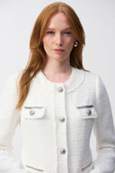 JOSEPH RIBKOFF WINTER WHITE BOUCLÉ JACKET WITH CHAIN DETAIL STYLE 251972