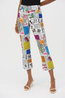 Joseph Ribkoff Millennium Multi Word Print Flared Pants Style 252047