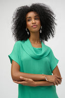 Joseph Ribkoff Garden Green Gauze Cowl Neck Straight Top Style 252055