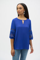 Joseph Ribkoff Royal Sapphire Georgette Straight Tunic Top Style 252077