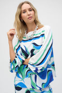 Joseph Ribkoff Vanilla/Multi Woven Abstract Print Boxy Top Style 252085