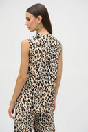 Joseph Ribkoff Beige/Black Animal Print Woven Sleeveless Top Style 252118