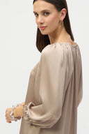 Joseph Ribkoff Dune Satin V-Neck Straight Top Style 252165