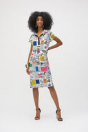 Joseph Ribkoff Silky Knit Conversational Print Shift Dress Style 252186