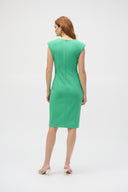 Joseph Ribkoff Garden Green Scuba Crepe Sheath Dress With Front Pleats Style 252191