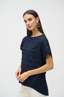 Joseph Ribkoff Midnight Blue Textured Straight Top Style 252213