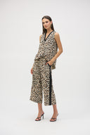 Joseph Ribkoff Beige/Black Woven Animal Print Culotte Pants Style 252235