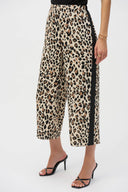 Joseph Ribkoff Beige/Black Woven Animal Print Culotte Pants Style 252235