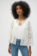 Joseph Ribkoff Vanilla Crochet Sweater Knit Cover-Up Style 252905