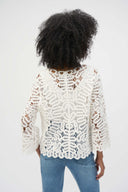 Joseph Ribkoff Vanilla Crochet Sweater Knit Cover-Up Style 252905