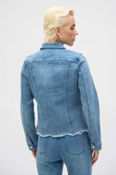 Joseph Ribkoff Denim Medium Blue Stretch Jacket With Embroidery Style 252911