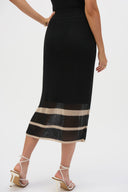 Joseph Ribkoff Black/Parchment Open Stitch Stripe Skirt Style 252923