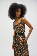 Joseph Ribkoff Beige/Black Animal Print Wide Leg Jumpsuit Style 252936