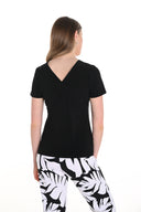 FRANK LYMAN BLACK FITTED V-NECK SHORT SLEEVE TOP STYLE 256003