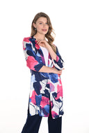 Frank Lyman Fuchsia/Blue Long Cardigan with Floral Print Style 256101