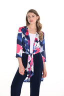 Frank Lyman Fuchsia/Blue Long Cardigan with Floral Print Style 256101