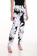 FRANK LYMAN BLACK/OFF-WHITE LEAF PRINT PANTS STYLE 256137