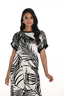 Frank Lyman Black/Natural Tropical Leaf Print Top Style 256201