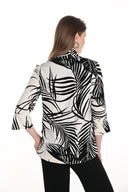 Frank Lyman Black/Natural Tropical Leaf Print Jacket Style 256203