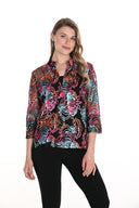 Frank Lyman Black/Multi Jacket with Abstract Lace Embroidery Style 256278