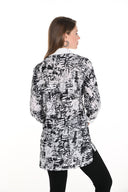 Frank Lyman Off-White Black Button-Down Abstract Print Blouse 256706U