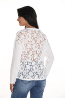 Frank Lyman Off-White Top with Floral Design Style 256729U