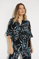 Joseph Ribkoff Palm Print Ruffle Sleeve Top Style 231097