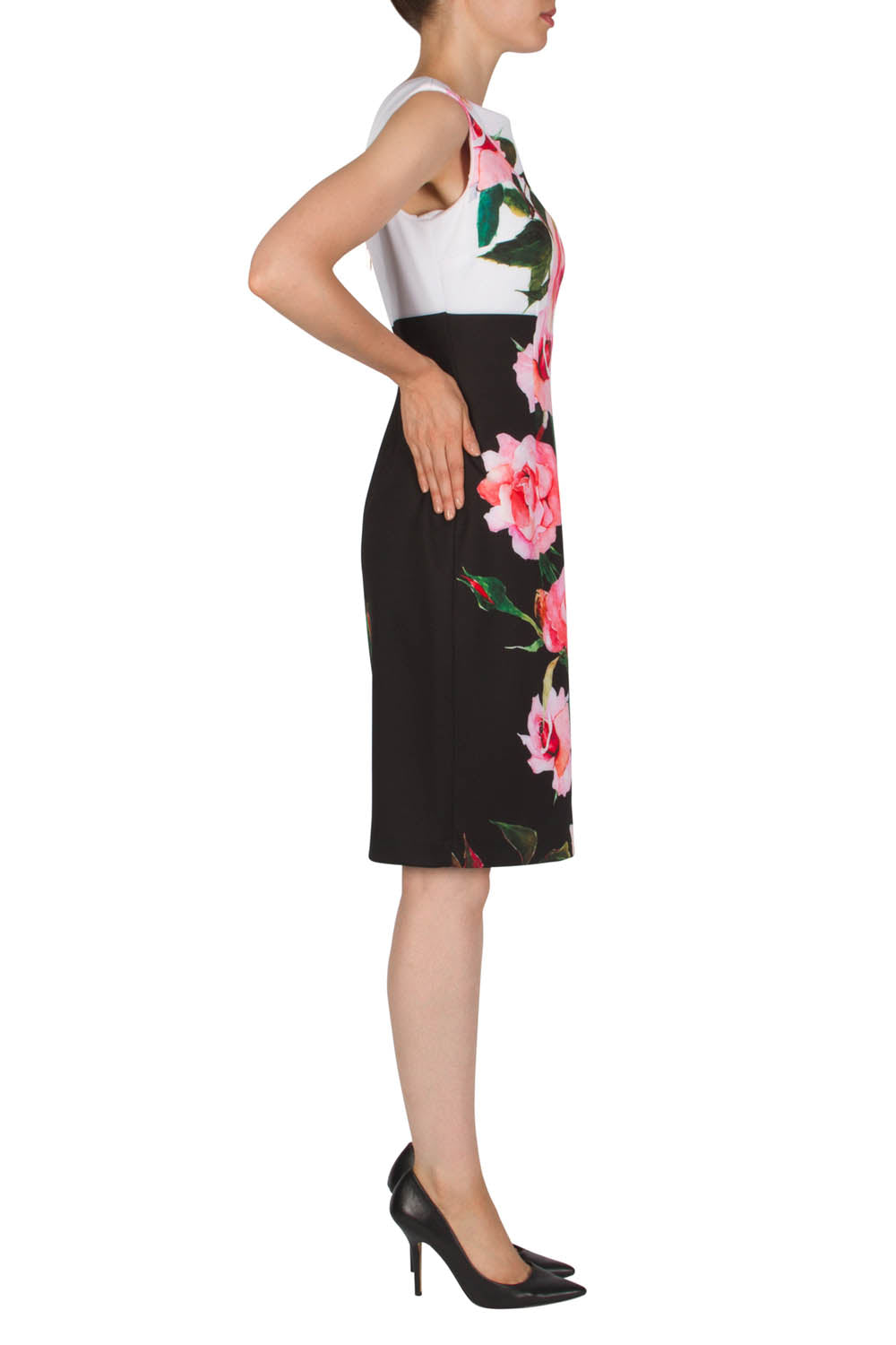 Joseph Ribkoff Black-White-Pink Dress Style 181328