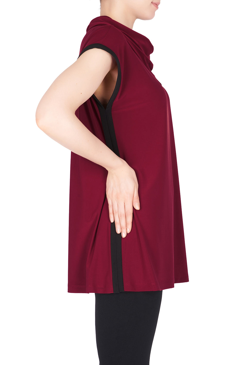 Joseph Ribkoff Cranberry-Black Tunic Style 183176