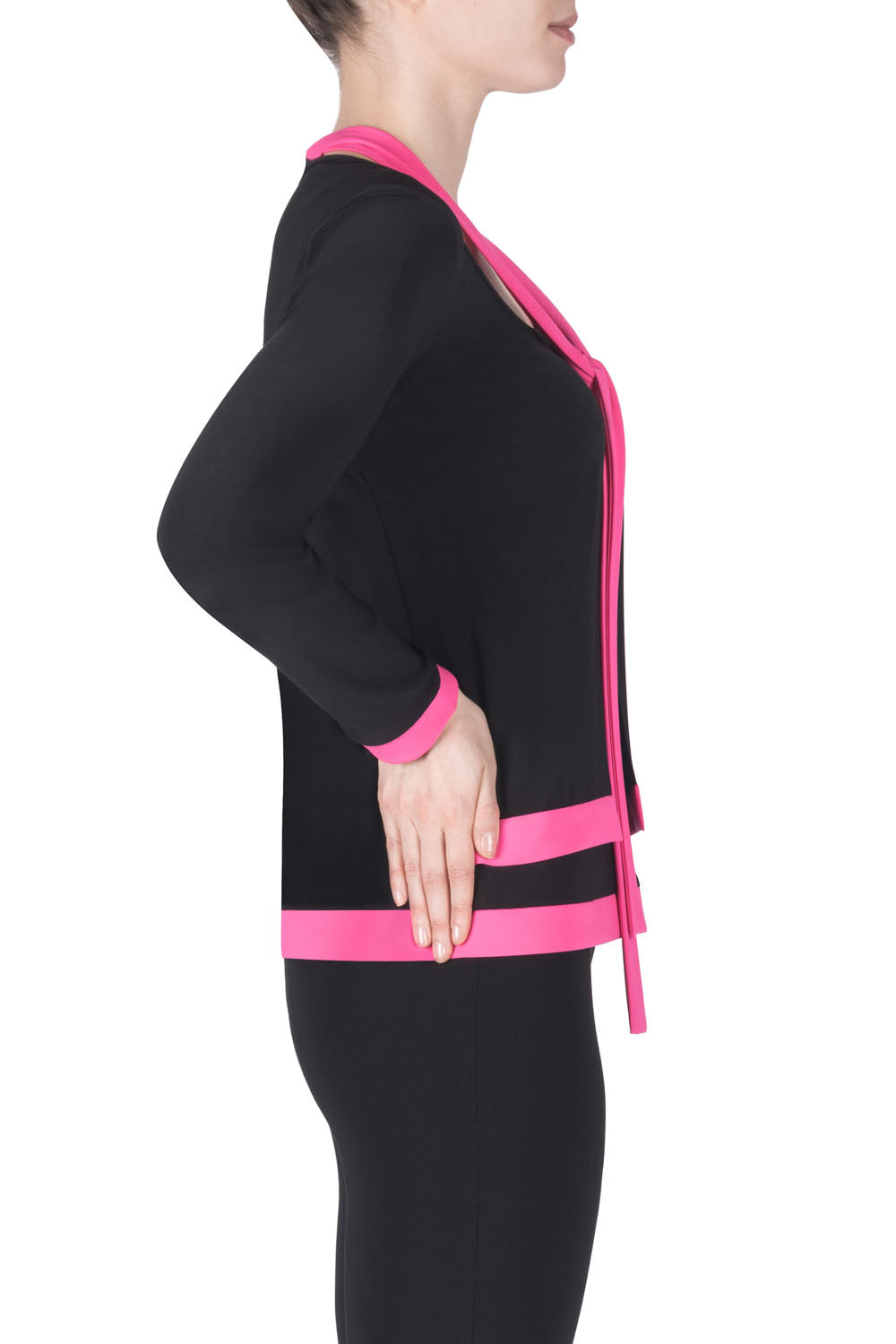 Joseph Ribkoff Black-Neon Pink Top Style 183177