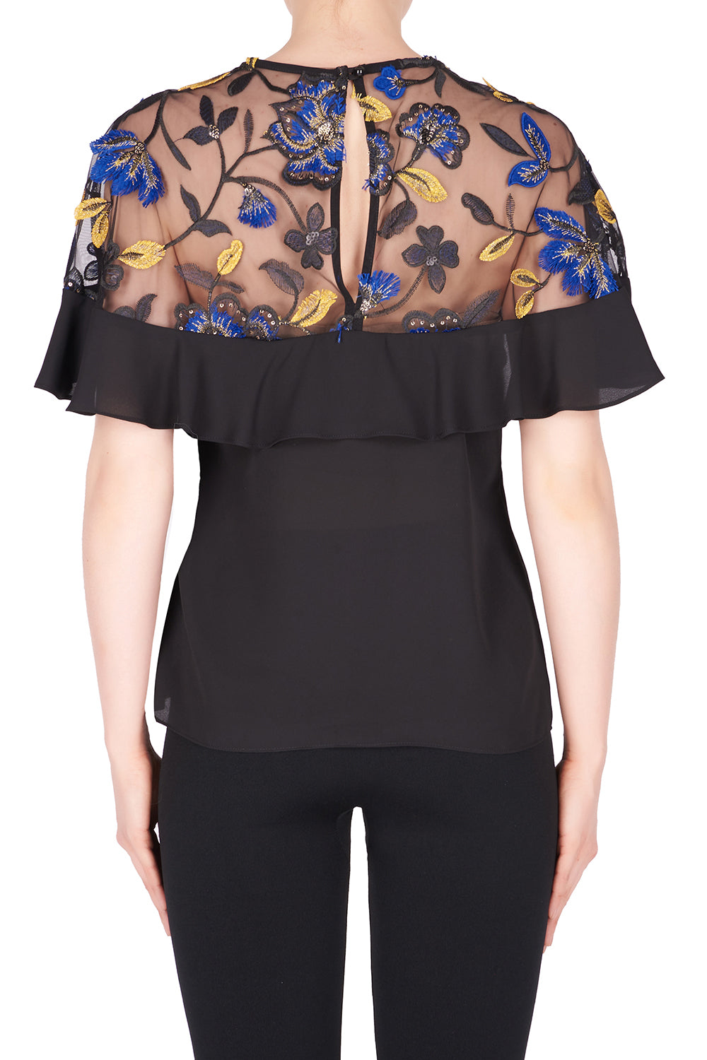 Joseph Ribkoff Black-Gold-Blue Top Style 183571