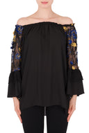 Joseph Ribkoff Black-Gold-Blue Tunic Style 183572