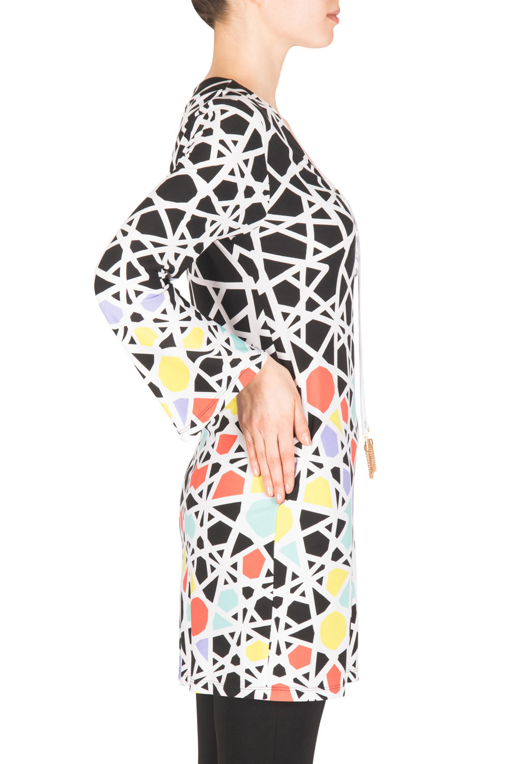 Joseph Ribkoff Black-White-Multi Tunic Style 183575